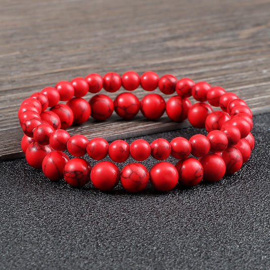 TOP Bracciale pietra naturale rossa, braccialetto di meditazione uomo donna