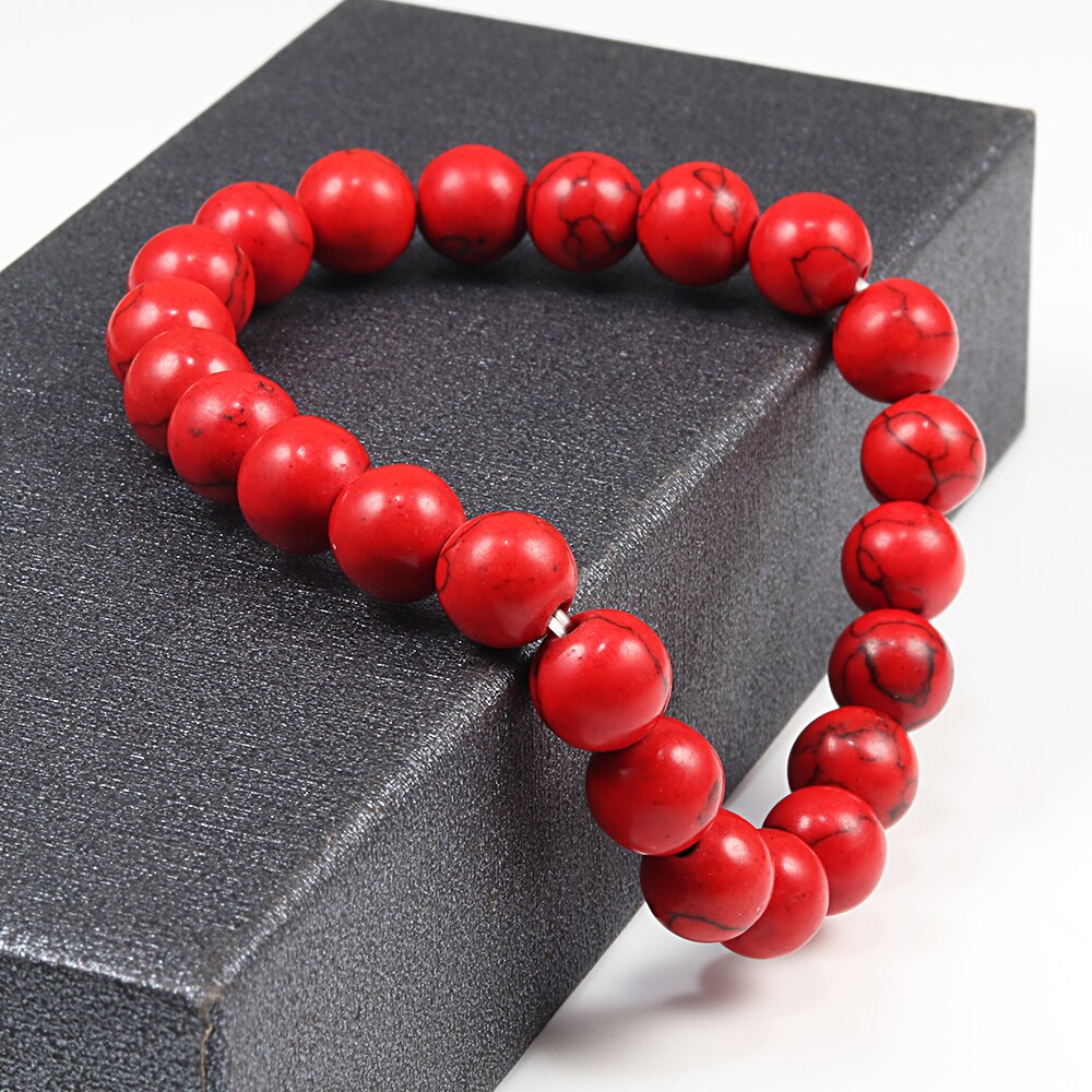 TOP Bracciale pietra naturale rossa, braccialetto di meditazione uomo donna