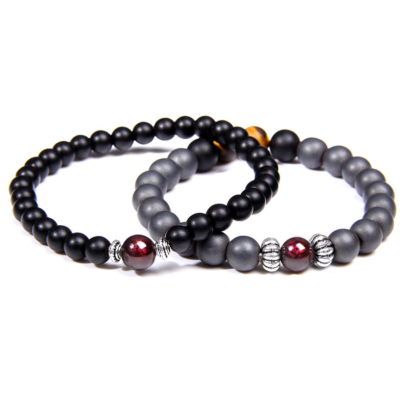 TOP Bracciali con perline di granato naturale Yoga placcata argento