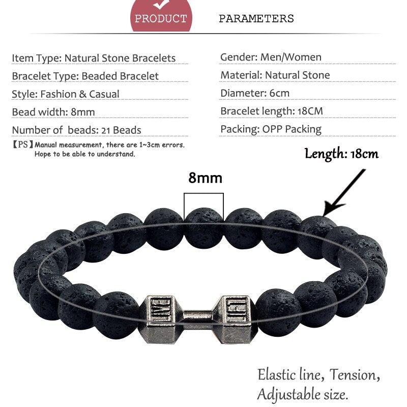 TOP Bracciale classico Bordato Pietra Naturale per palestra, per il Fitness