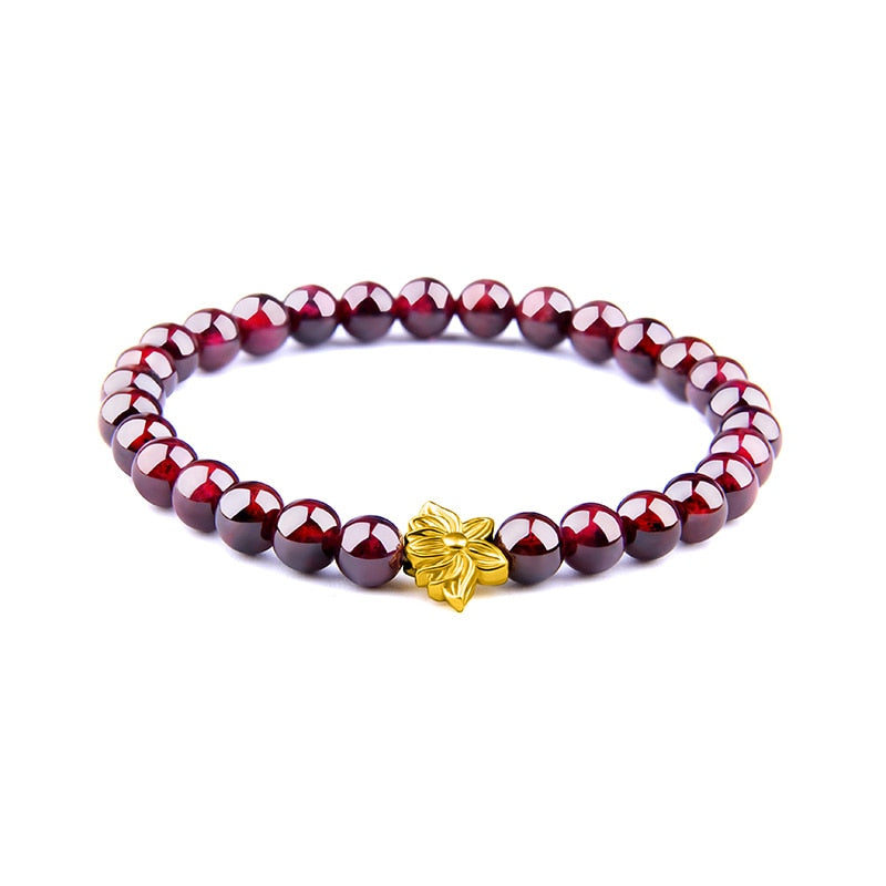 TOP Bracciali con perline di granato naturale Yoga placcata argento