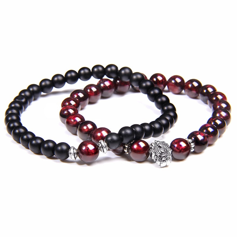 TOP Bracciali con perline di granato naturale Yoga placcata argento