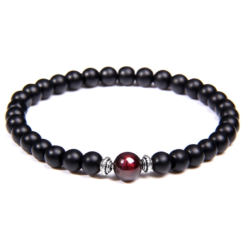 TOP Bracciali con perline di granato naturale Yoga placcata argento