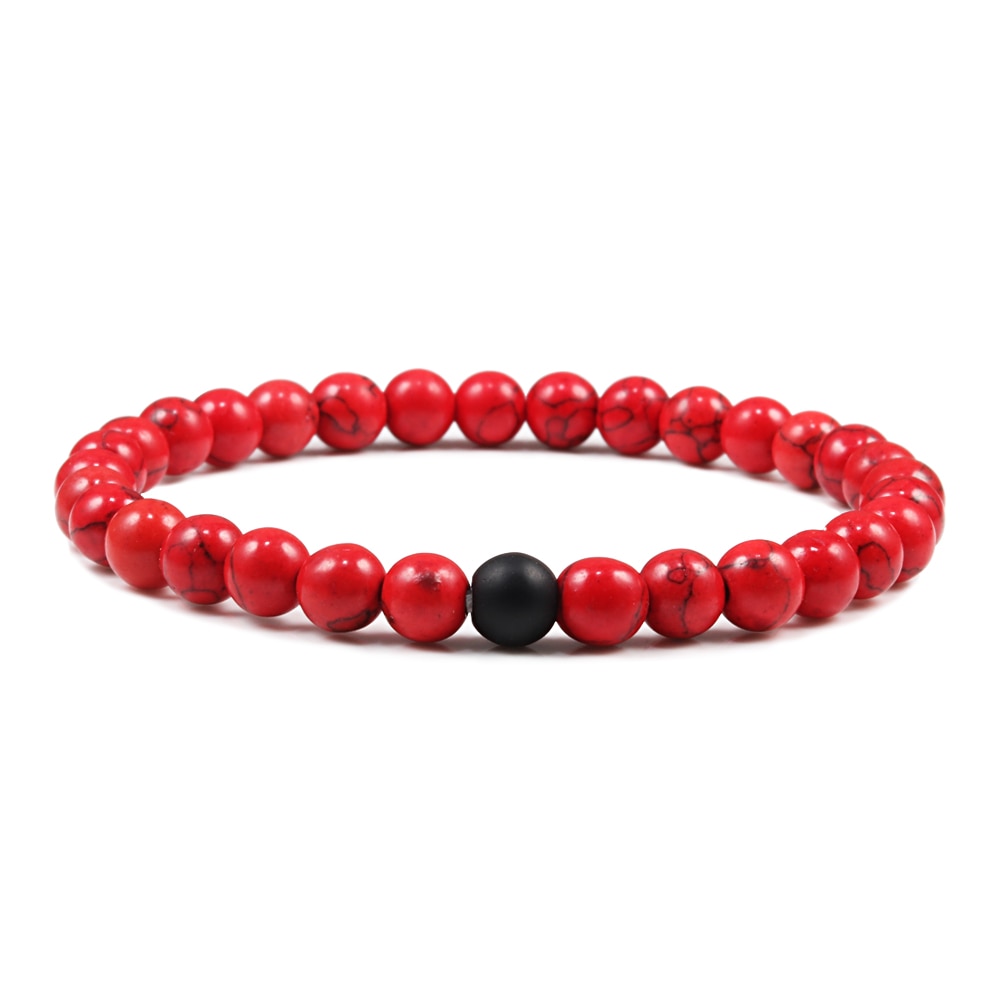 TOP Bracciale pietra naturale rossa, braccialetto di meditazione uomo donna