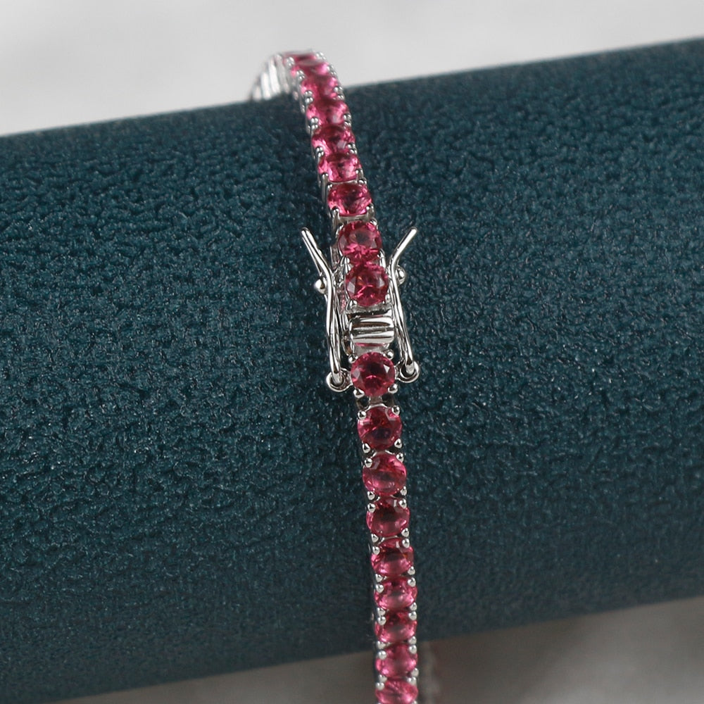 Tennis bracciale in argento sterling diversi colori.