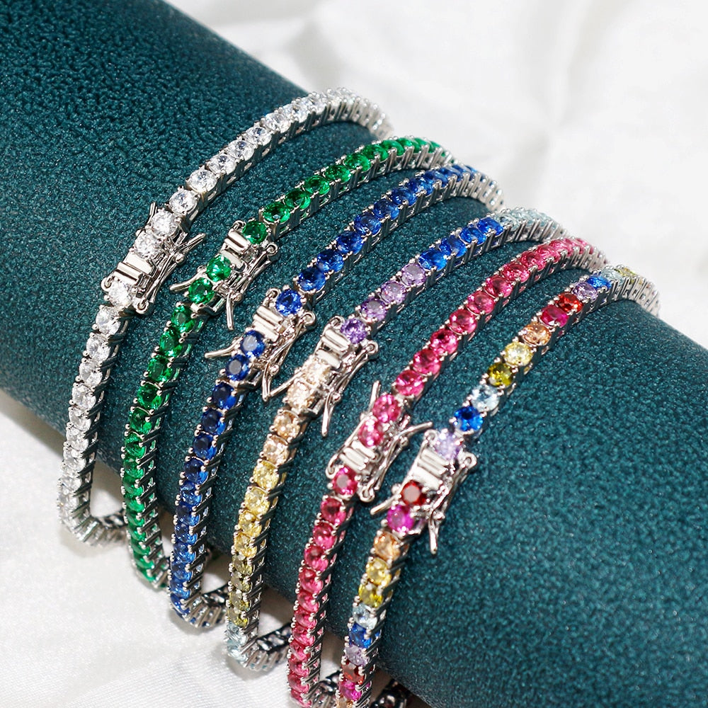 Tennis bracciale in argento sterling diversi colori.