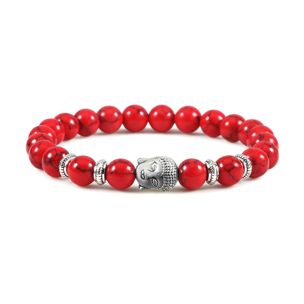 TOP Bracciale pietra naturale rossa, braccialetto di meditazione uomo donna